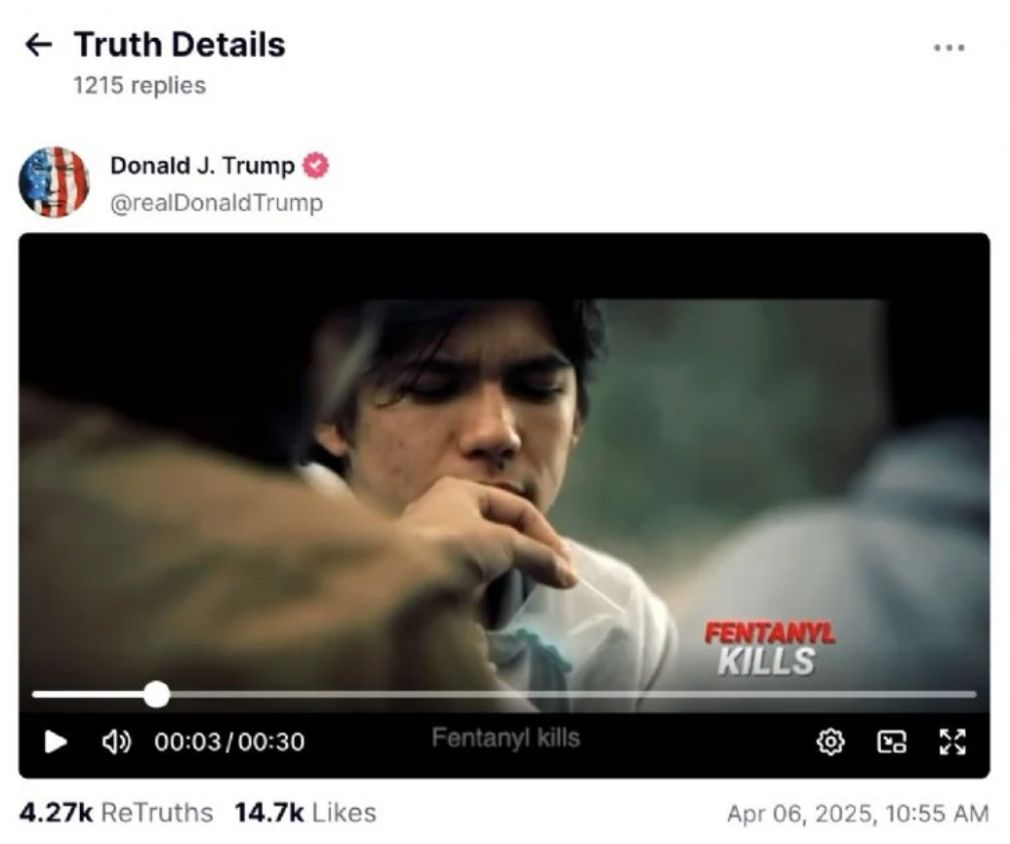 Trump comparte campaña contra el fentanilo de Sheinbaum en su red social