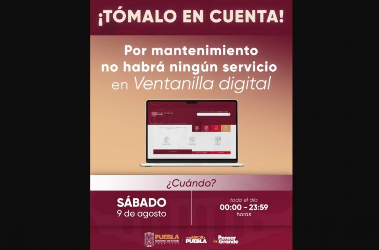 Suspensión temporal de trámites digitales en Puebla