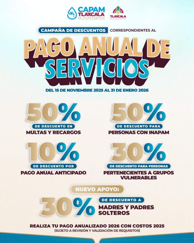 CAPAM Tlaxcala no para en diciembre y mantiene descuentos en agua