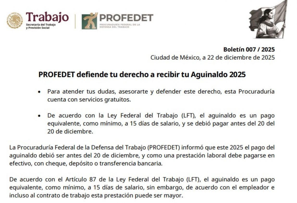 Profedet te respalda si no te pagaron el aguinaldo: así puedes exigirlo