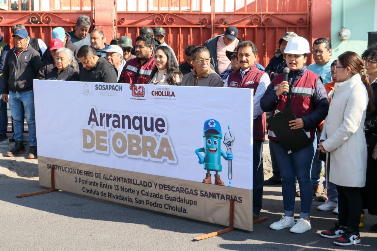 Gobierno de Cholula y SOSAPACH impulsan obra clave de infraestructura sanitaria