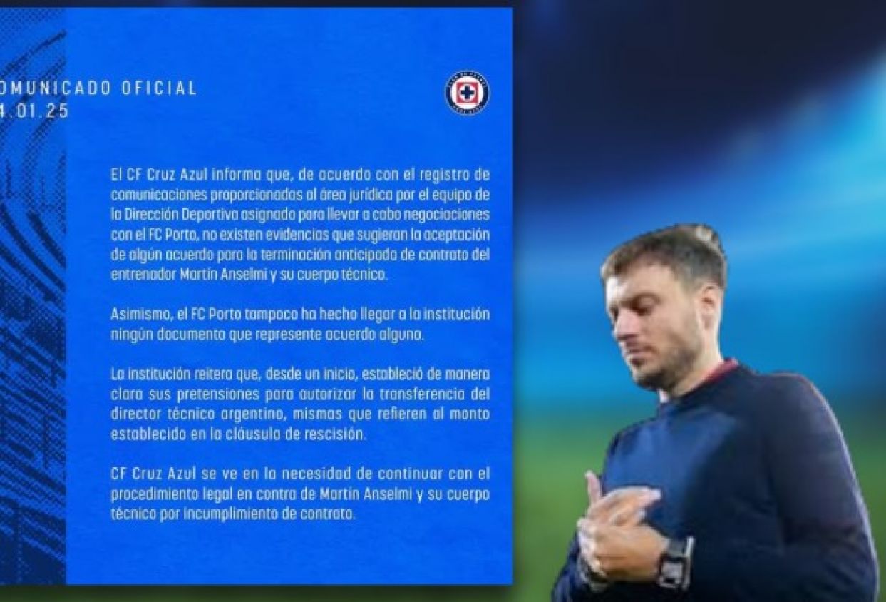 Cruz Azul inicia acción legal contra Martín Anselmi por incumplimiento de contrato