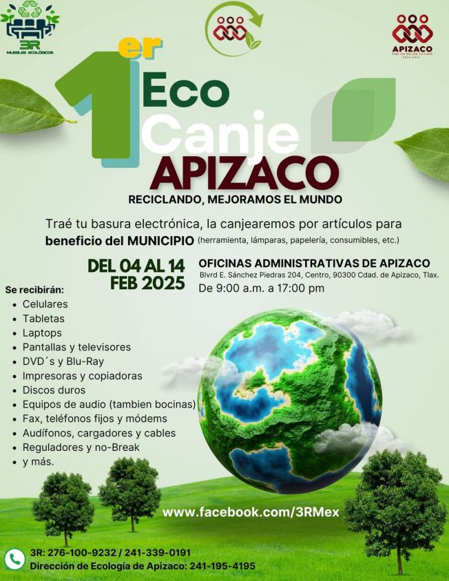  ¡Participa en el Ecocanje y ayuda al medio ambiente en Apizaco!