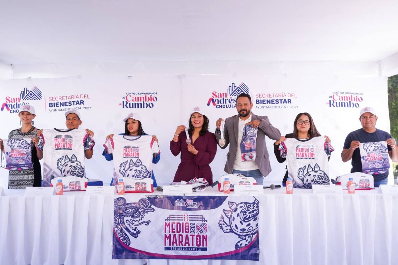 Invita Lupita Cuautle al Medio Maratón San Andrés Cholula 2025 con la Presentación de la Medalla y Kit 