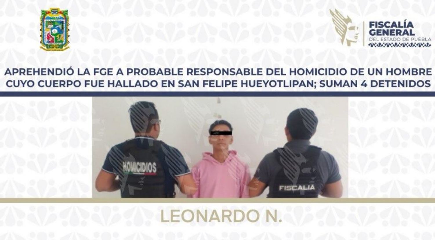 Detienen en Puebla a presunto homicida de hombre hallado en la vía pública