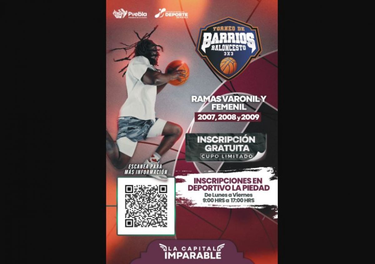 Puebla lanza convocatoria para el Torneo de Barrios de Baloncesto 3x3