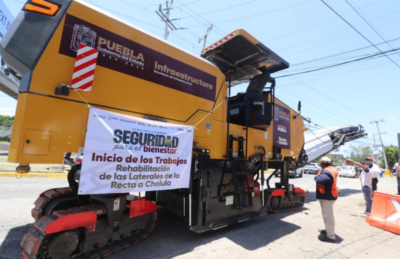 Inician obras en la Recta a Cholula con maquinaria donada por Pemex