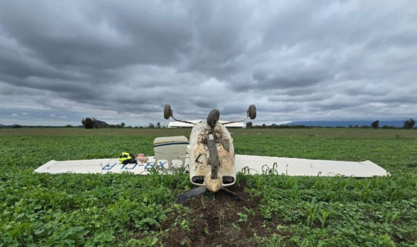 Aterrizaje forzoso en Huejotzingo moviliza a cuerpos de emergencia
