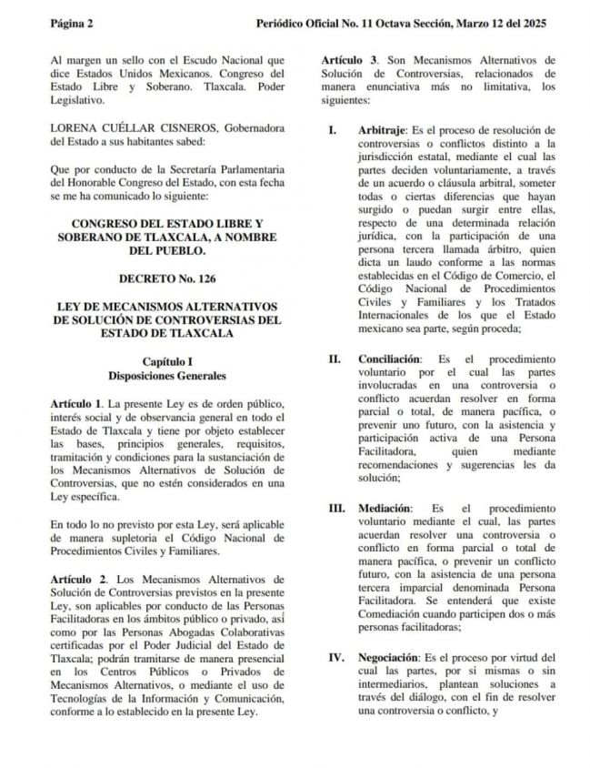 Nueva ley en Tlaxcala facilita la resolución pacífica de conflictos sin tribunales