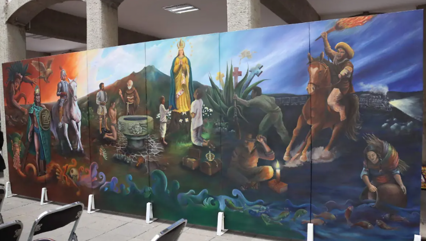 Descubre el mural que narra 500 años de historia de Tlaxcala en el Congreso