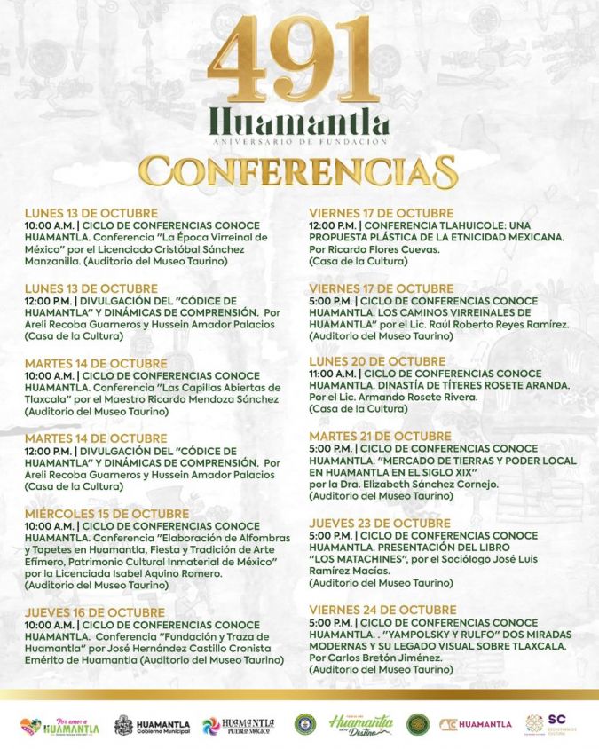Huamantla celebra 491 años con conferencias sobre historia y cultura