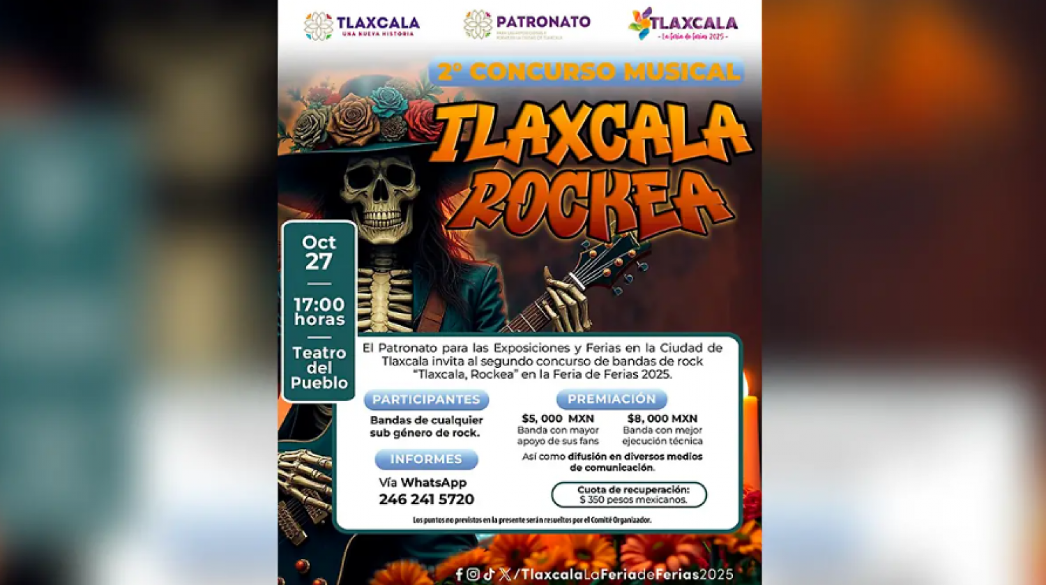 Segunda edición de “Tlaxcala Rockea” promete emoción en Feria 2025