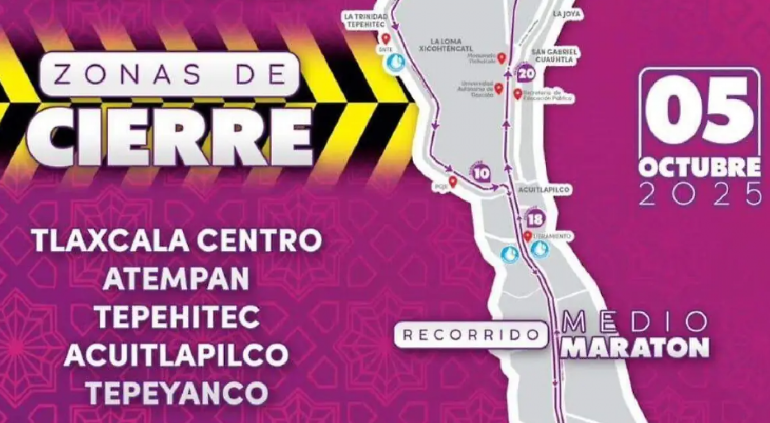 Medio Maratón Tlaxcallan 500 Años: conoce cierres y ruta del domingo