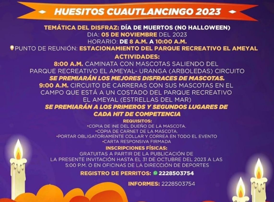 Caminata y Carrera "Huesitos Cuautlancingo 2023" celebra el Día de Muertos con una carrera temática de disfraces