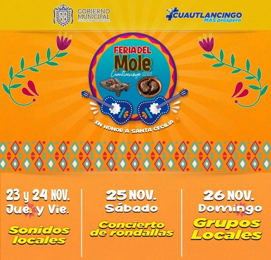 Feria del Mole en Cuautlancingo del 23 al 26 de noviembre: Degustación gratuita el sábado 25