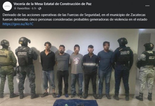 Detienen a 5 integrantes del CJNG en Zacatecas 