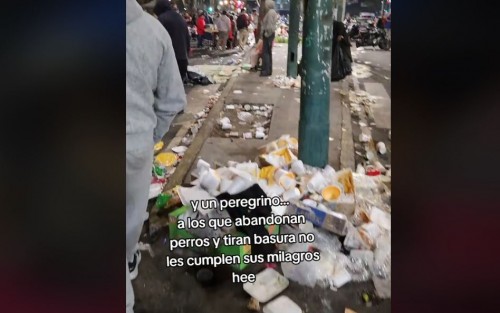 Bombera critica a peregrinos por dejar basura en la Basílica de Guadalupe