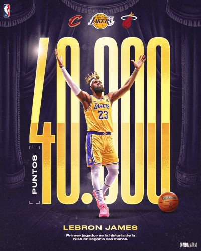 LeBron James primer jugador de la NBA en superar los 40.000 puntos