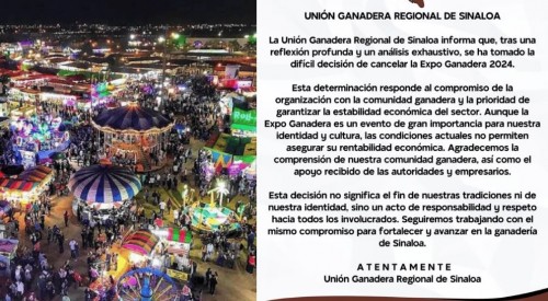 Cancelan la Expo Ganadera 2024 en Sinaloa por amenazas y ataques criminales