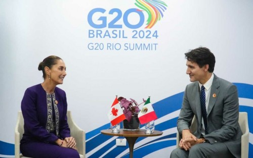 Claudia Sheinbaum y Justin Trudeau destacan el T-MEC en la Cumbre del G20