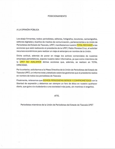 Periodistas de Tlaxcala exigen claridad a líder de UPET por polémicas gestiones