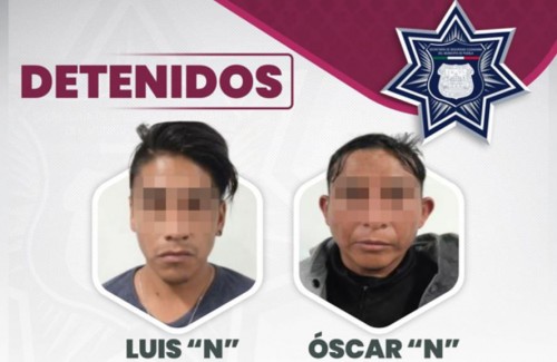 Detienen a dos hombres con antecedentes penales por robo en Puebla