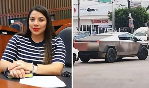 Diputada Morena genera controversia por aparecer en una Tesla Cybertruck