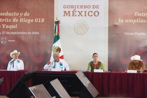 Claudia Sheinbaum destaca el perdón en la entrega de acueducto al Yaqui