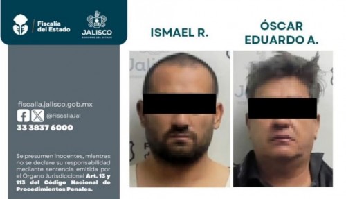 Detienen a dos implicados en robo de valores y doble homicidio en Guadalajara