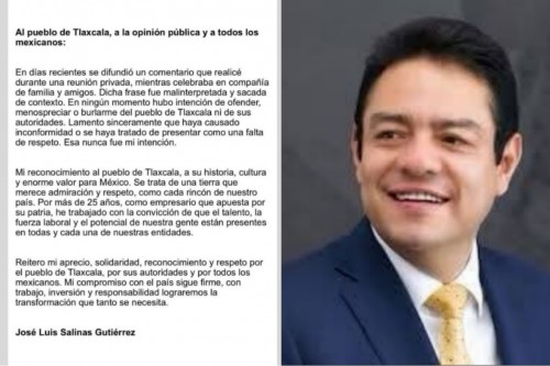 "Mal interpretado y sacado de contexto" se dice empresario por burlarse de Tlaxcala 
