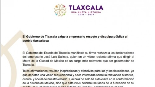 Tlaxcala exige respeto tras declaraciones ofensivas de empresario