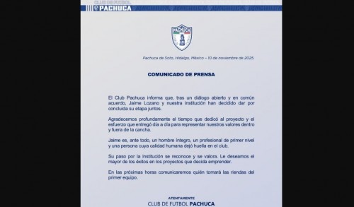 Pachuca despide a Jaime Lozano antes del Play In