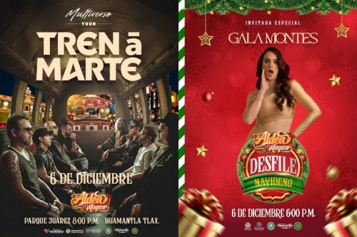 Festeja Huamantla inicio de temporada navideña con Tren a Marte y Gala Montes