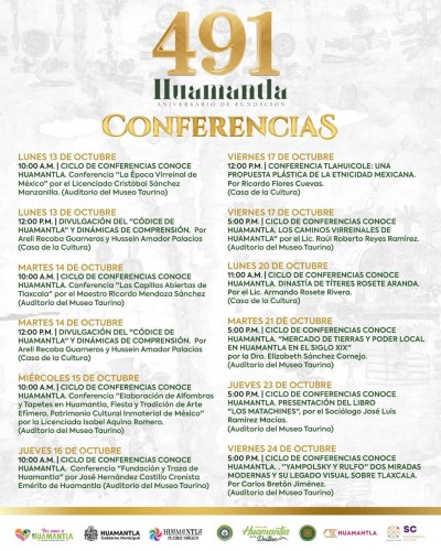 Huamantla celebra 491 años con conferencias sobre historia y cultura