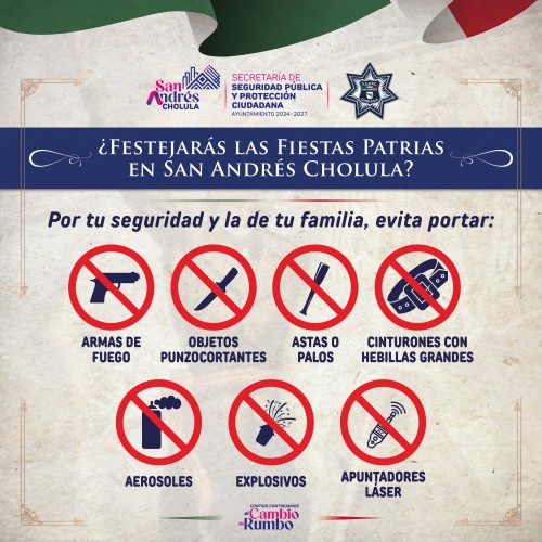 Despliega San Andrés Cholula Operativo de Seguridad “Fiestas Patrias 2025” 