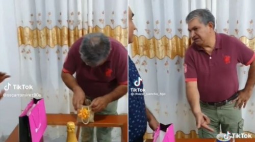 Hombre enfurece durante intercambio de regalos tras recibir una taza de "500 pesos" (Vídeo)