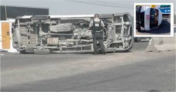 En accidente vuelca unidad del DIF municipal de Huixcolotla 