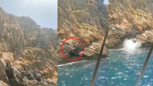 Mujer graba la muerte de su marido; quien se lanzó desde acantilado (Vídeo)