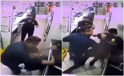 Hombre propina salvaje golpiza a un menor de edad dentro de un Subway por pedirle esperar su turno (Vídeo)