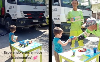 "Es muy noble": Niño agradece a recolectores de basura por su trabajo y les regala agua y algo de comer (Vídeo)
