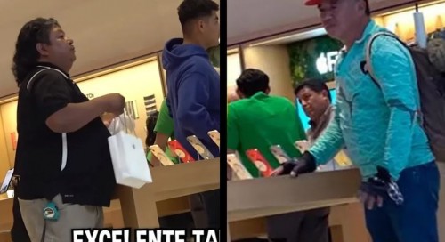 Retan a albañil a comprar el iPhone mas caro de la tienda y deja sorprendido al vendedor  (Vídeo)