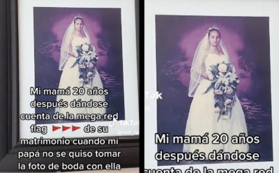 Hombre no se toma foto de boda con esposa y su hija lo expone; usuarios sospechan lo peor (Vídeo)