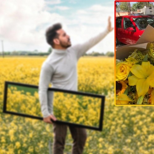 Le llevó flores amarillas y la sorprendió besándose con su primo