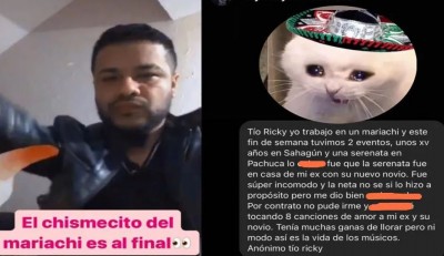 Joven sorprende a su novia con serenata sin saber que el mariachi era su ex, incidente se hace viral (Vídeo)