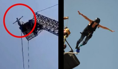 Turista sobrevive a aterrador momento al aventarse del bungee y romperse la cuerda (Vídeo)