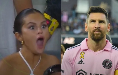 Selena Gomez queda asombrada tras jugada de Messi durante el partido entre Angeles FC e Inter de Miami