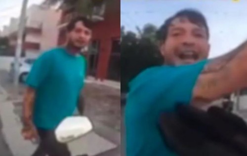 Hombre golpea a repartidor de comida y agresión se vuelve viral, buscan al responsable (Vídeo)