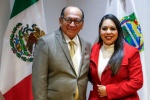 Tonantzin Fernández, sostiene reunión con Samuel Aguilar para impulsar proyectos en San Pedro Cholula