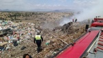 Foto: Cortesía Fuerte movilización en Nanacamilpa por incendio en relleno sanitario; ya está bajo control