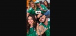 Foto: Cortesía Christian Nodal, Ángela Aguilar y María José en un palco durante el partido México vs Ecuador.